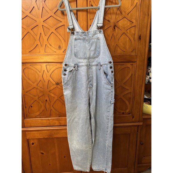 lei Denim - Vintage Y2K Womens Sz Large LEI Distressed‎ Stonewashed Overalls Carpenter USA